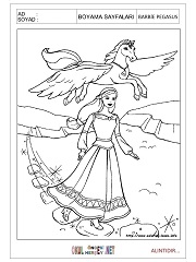 Barbie Pegasus boyama sayfaları